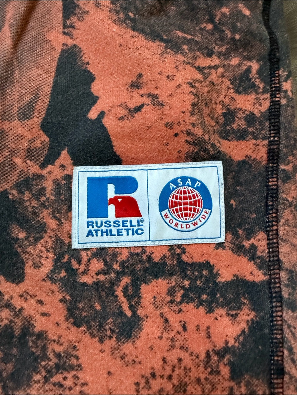 Russell Athletic Light Orange and Black Skull Print Joggers - Picture 3 of 7